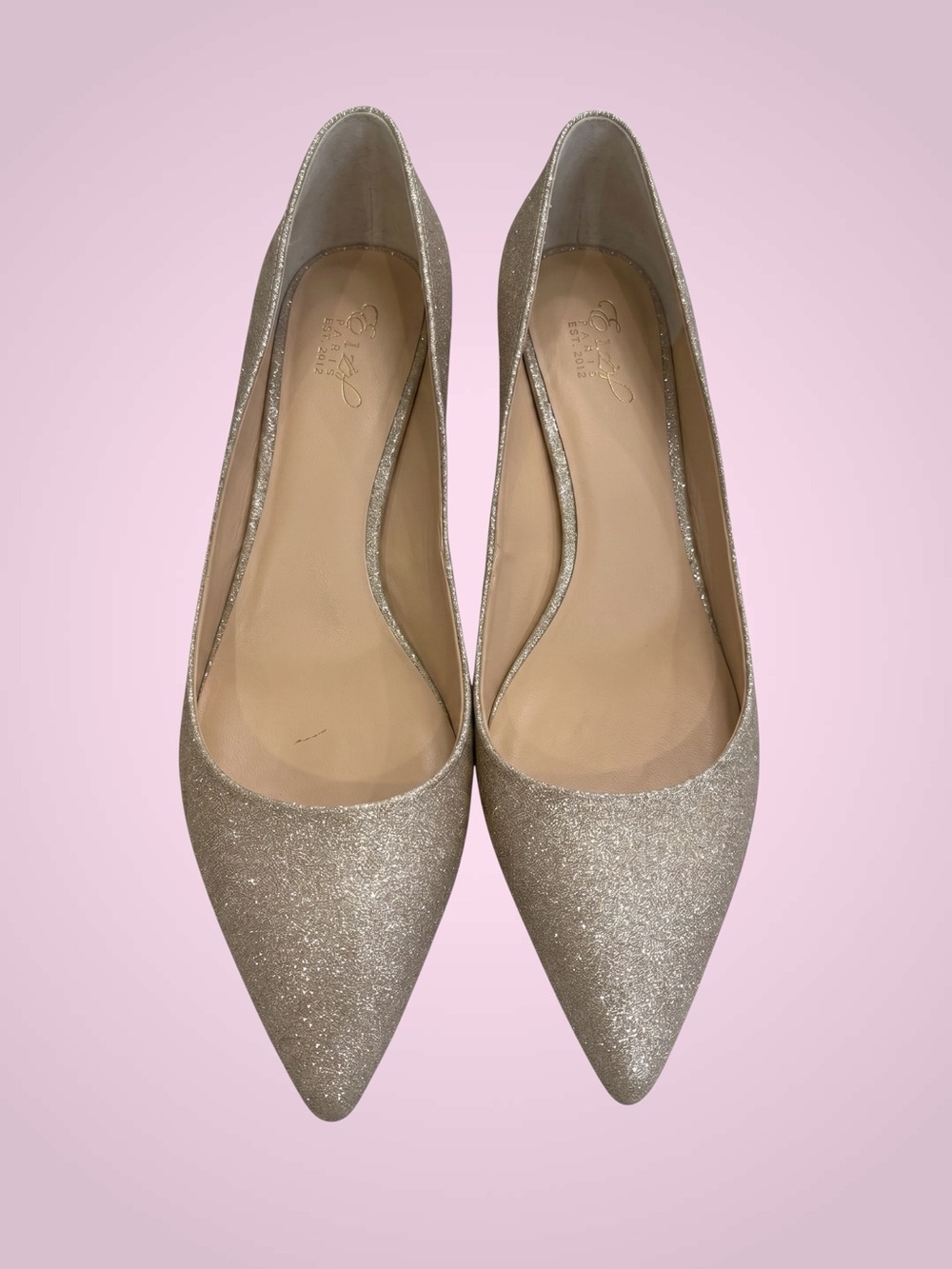Jewel Badgley Mischka🌟Glitter Pointed Flats in Champagne Sparkle🌟SZ 11🌟Brand New